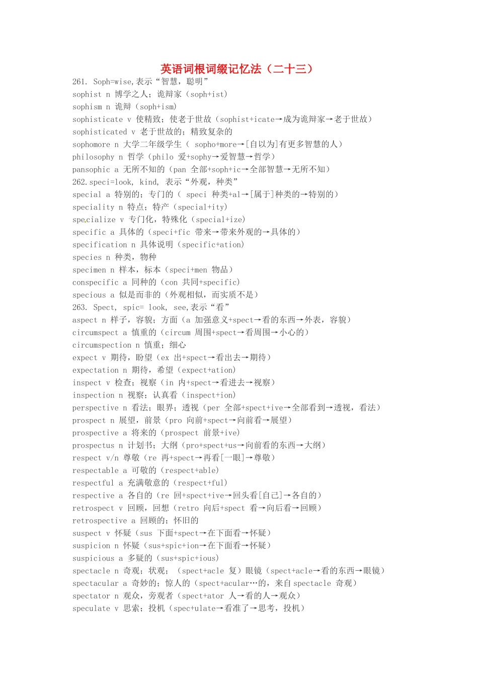 江西省萍乡市高中英语词根词缀记忆法（二十三）_第1页