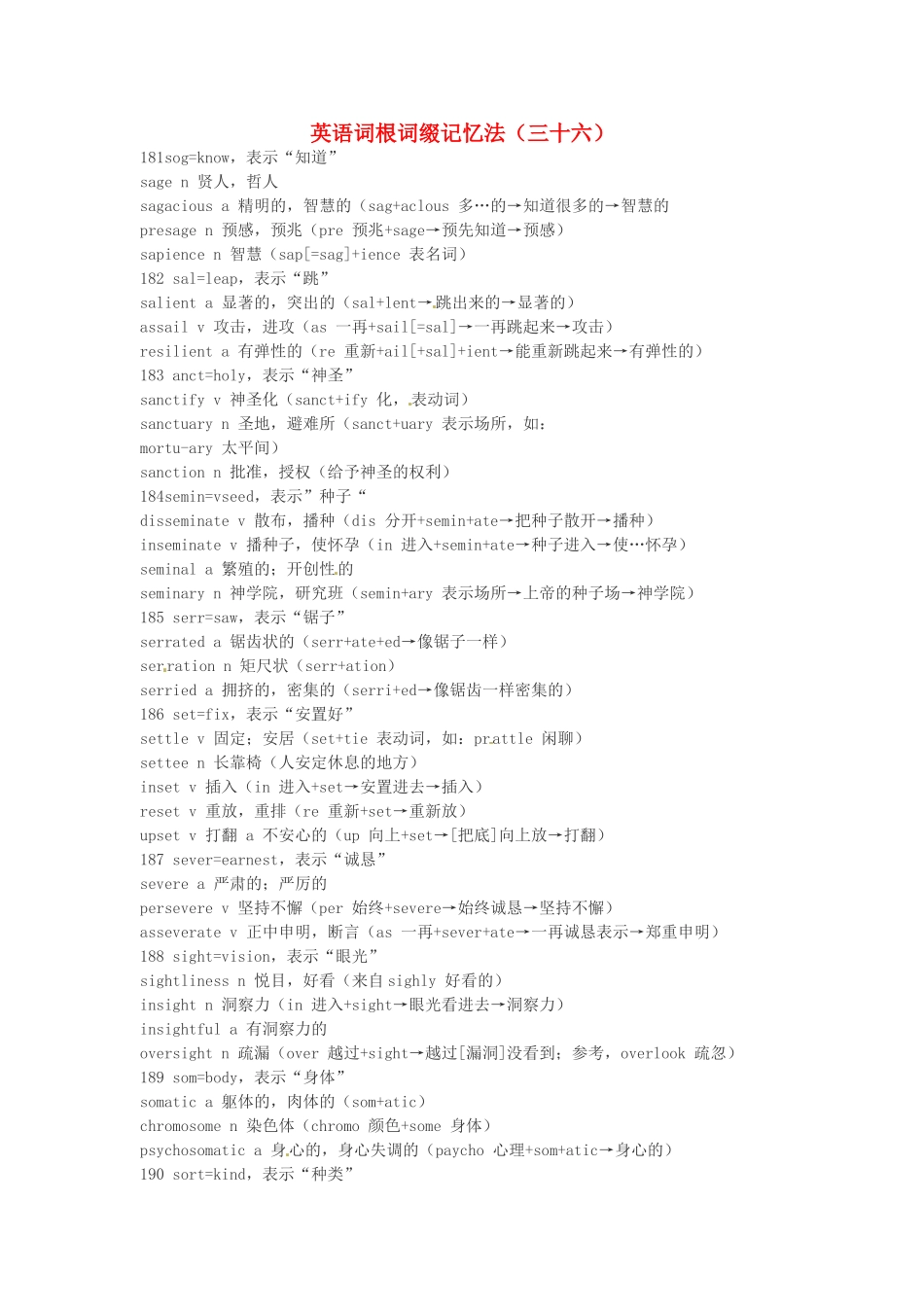 江西省萍乡市高中英语词根词缀记忆法（三十六）_第1页