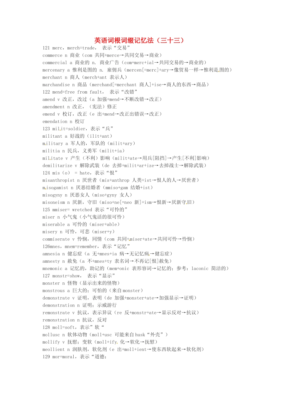 江西省萍乡市高中英语词根词缀记忆法（三十三）_第1页