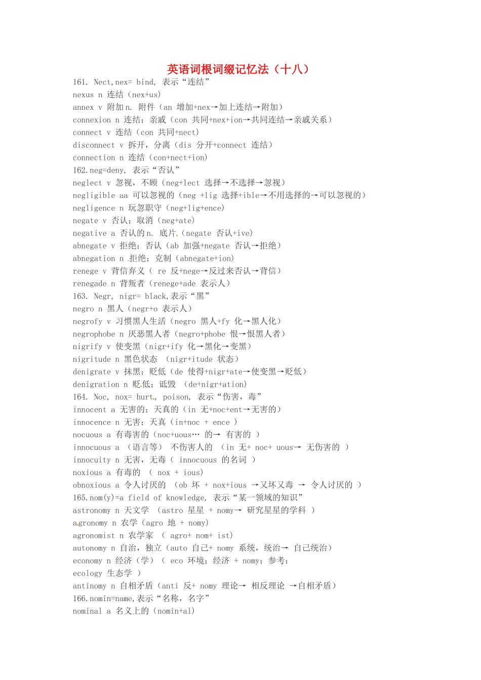 江西省萍乡市高中英语词根词缀记忆法（十八）_第1页