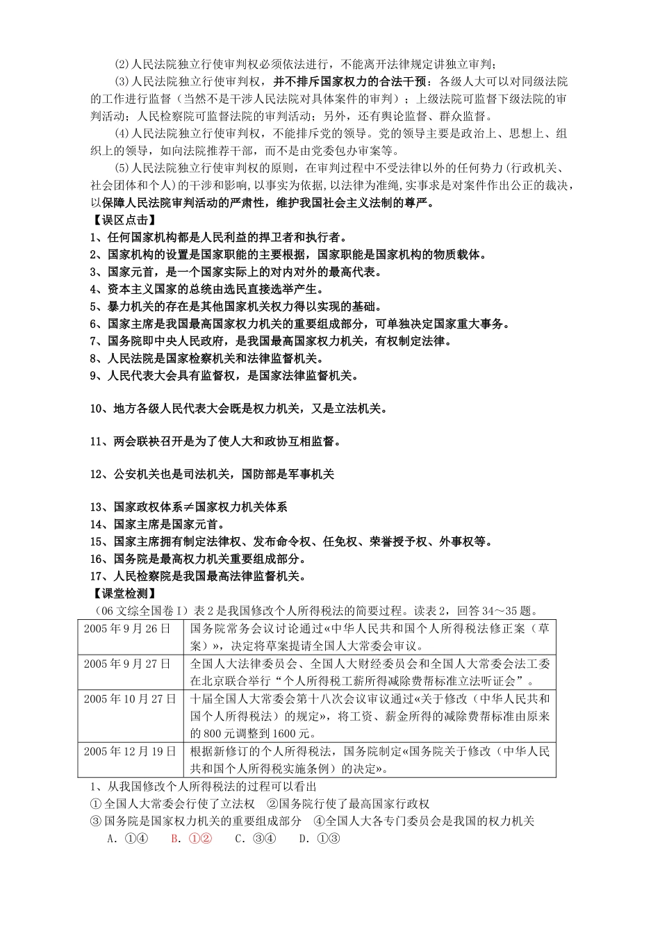 江苏省鲁垛高级中学高三政治国家制度 国家机构教学案 人教版_第3页
