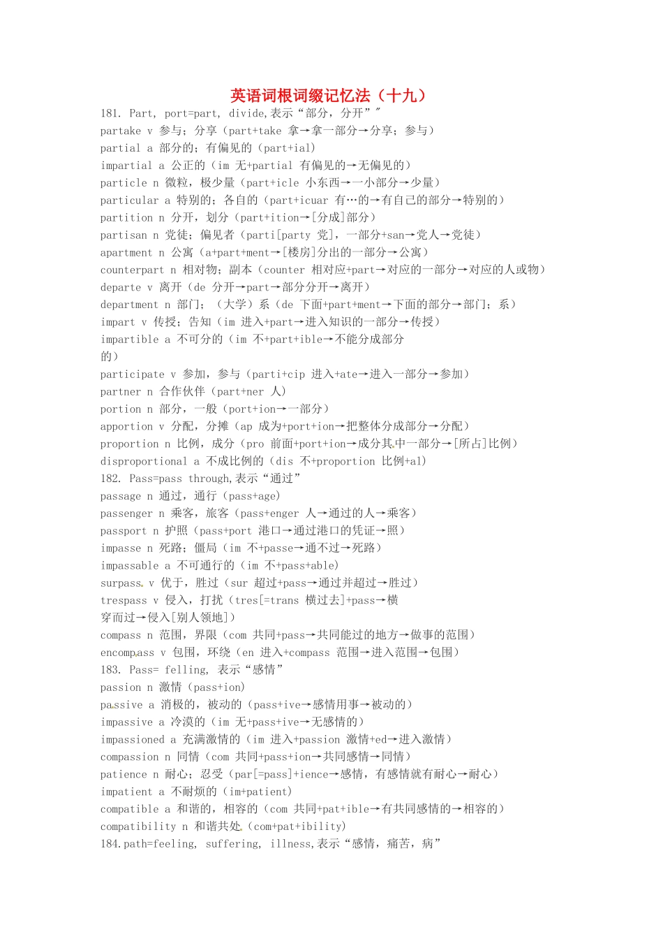 江西省萍乡市高中英语词根词缀记忆法（十九）_第1页