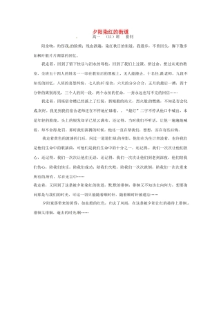 河北省枣强县中学2012-2013学年高一语文 二等奖作文《夕阳染红的街道》素材