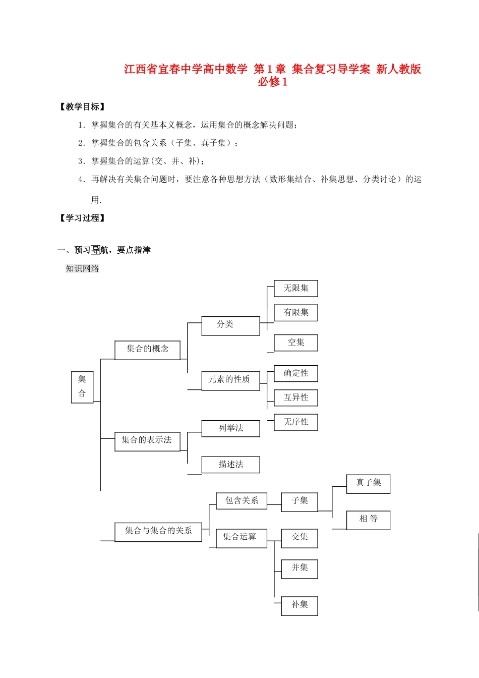 江西省宜春中学高中数学 第1章 集合复习导学案 新人教版必修1_第1页