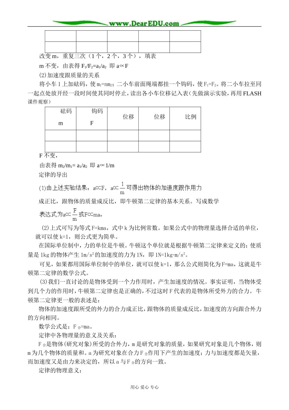 沪科版高中物理必修1牛顿第二定律教案2_第2页