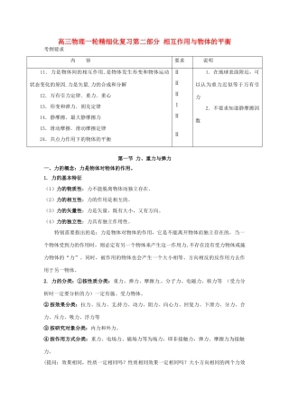河南省洛阳市第十九中学2014高考物理一轮复习讲义 相互作用与物体的平衡