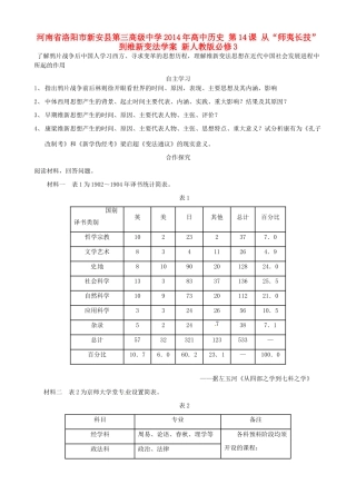 河南省洛阳市新安县第三高级中学2014年高中历史 第14课 从“师夷长技”到维新变法学案 新人教版必修3