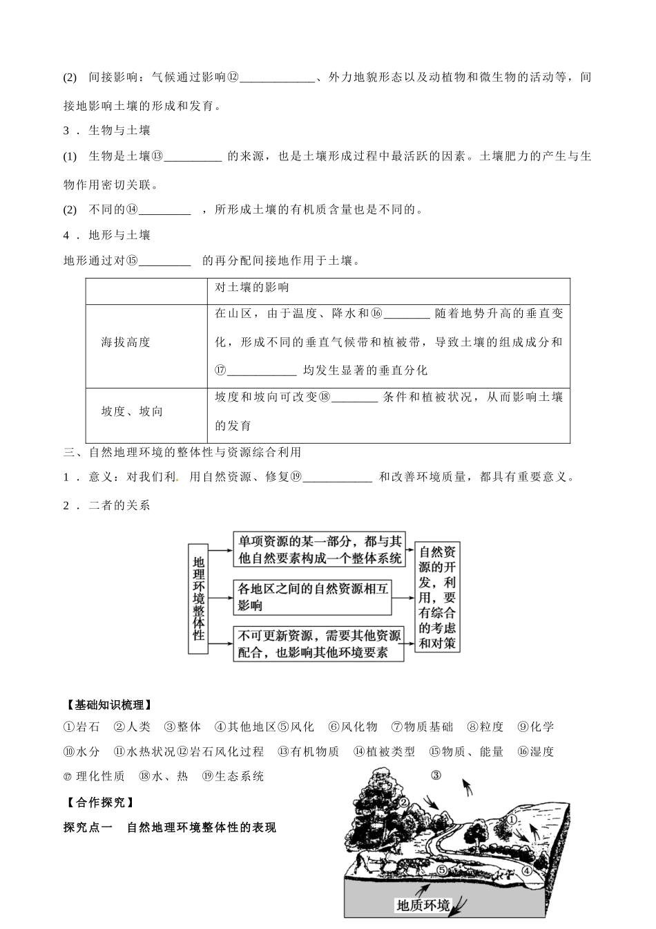 河南省焦作市沁阳一中2014年高中地理 3.2自然地理环境的整体性导学案 新人教版必修1_第2页