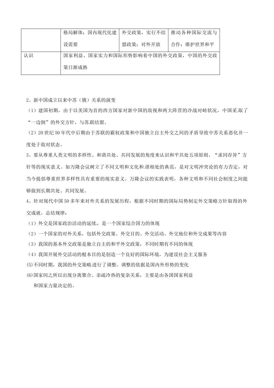 河南省焦作市沁阳一中2014年高中历史 第七单元 第七单元现代中国的对外关系重难点解析 新人教版必修1_第2页