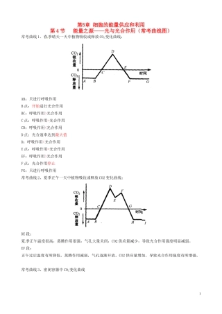 河南省焦作市沁阳一中2015版高中生物 5.4光与光合作用（常考曲线题）导学案 新人教版必修1