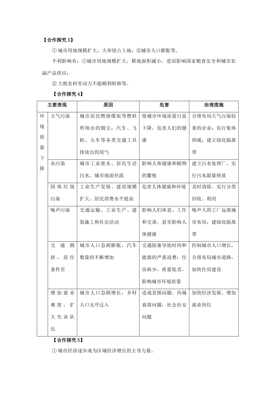 河南省淇县高级中学2011-2012学年高一地理下学期2.3《城市化过程对地理环境的影响》导学案 新人教版_第3页