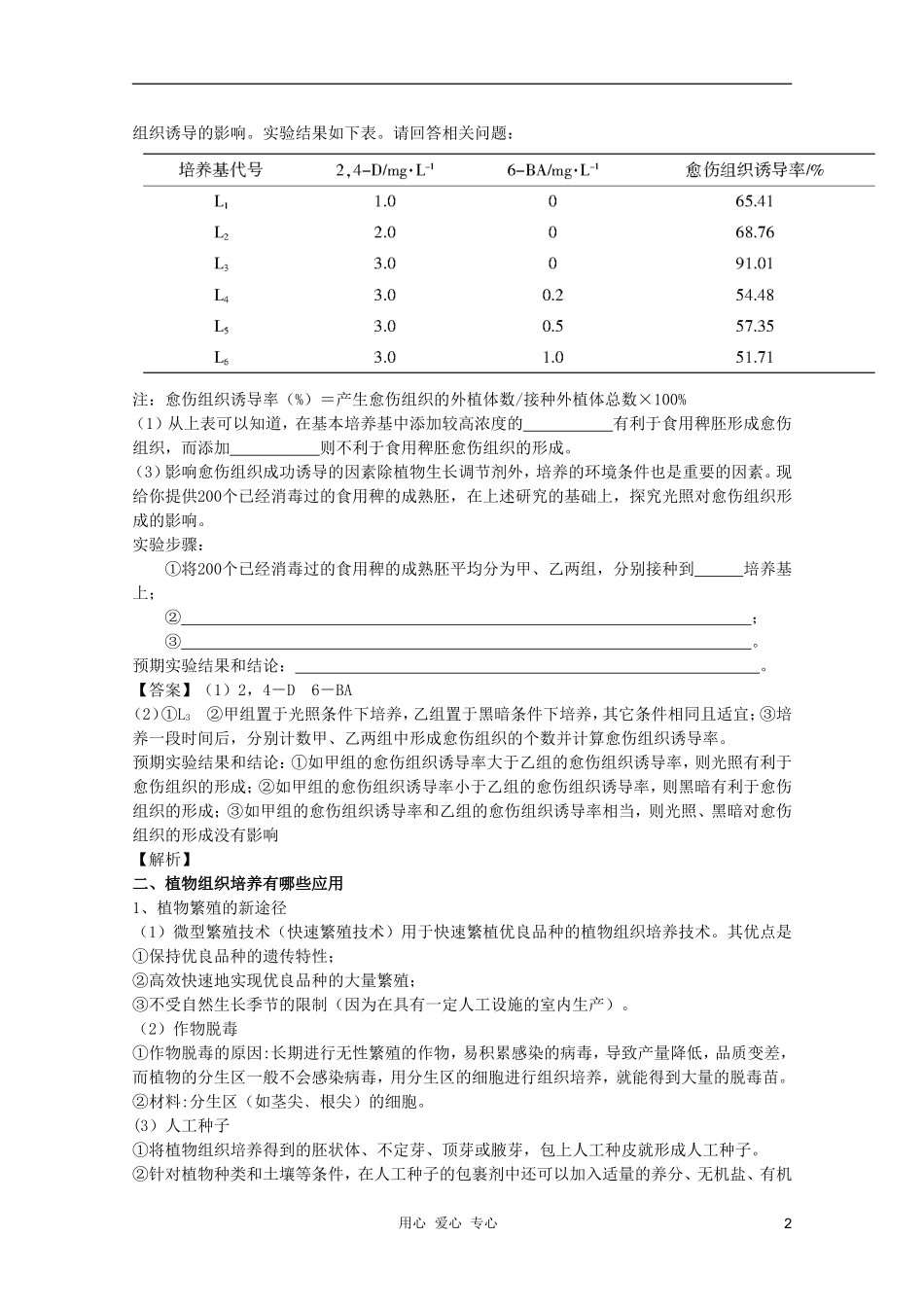 河南省许昌市重点中学2012高三生物一轮复习 植物细胞工程（1）导学案_第2页