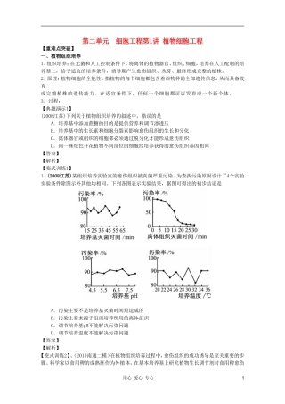 河南省许昌市重点中学2012高三生物一轮复习 植物细胞工程（1）导学案