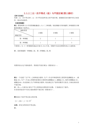 河南省师范大学附属中学2014高中数学 3.3 二元一次不等式（组）与平面区域（第2课时）学案 文 新人教A版必修5