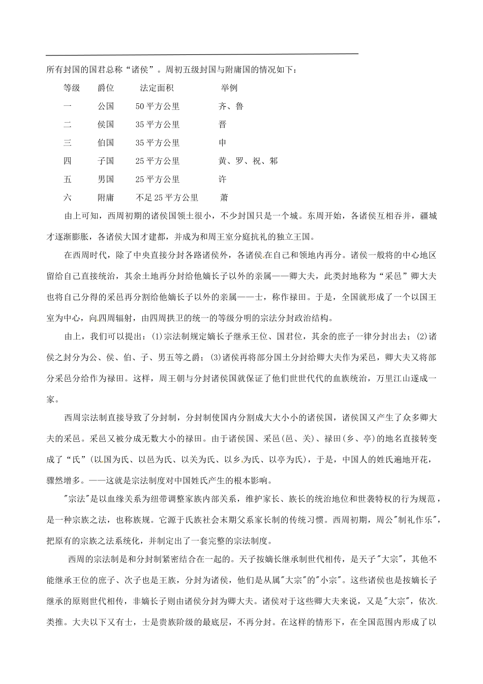 河南省沁阳一中高中地理 第一单元 第1课《夏商西周的政治制度》导学案 新人教版必修1_第3页