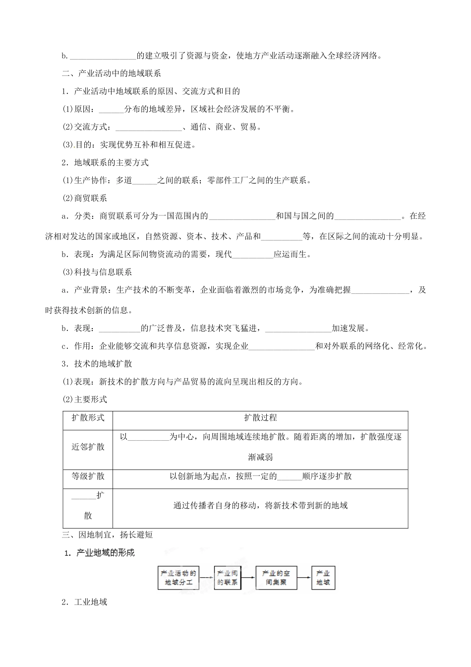 河南省沁阳一中高中地理《31 产业活动的区位条件和地域联系》导学案新人教版 新人教版必修2_第2页
