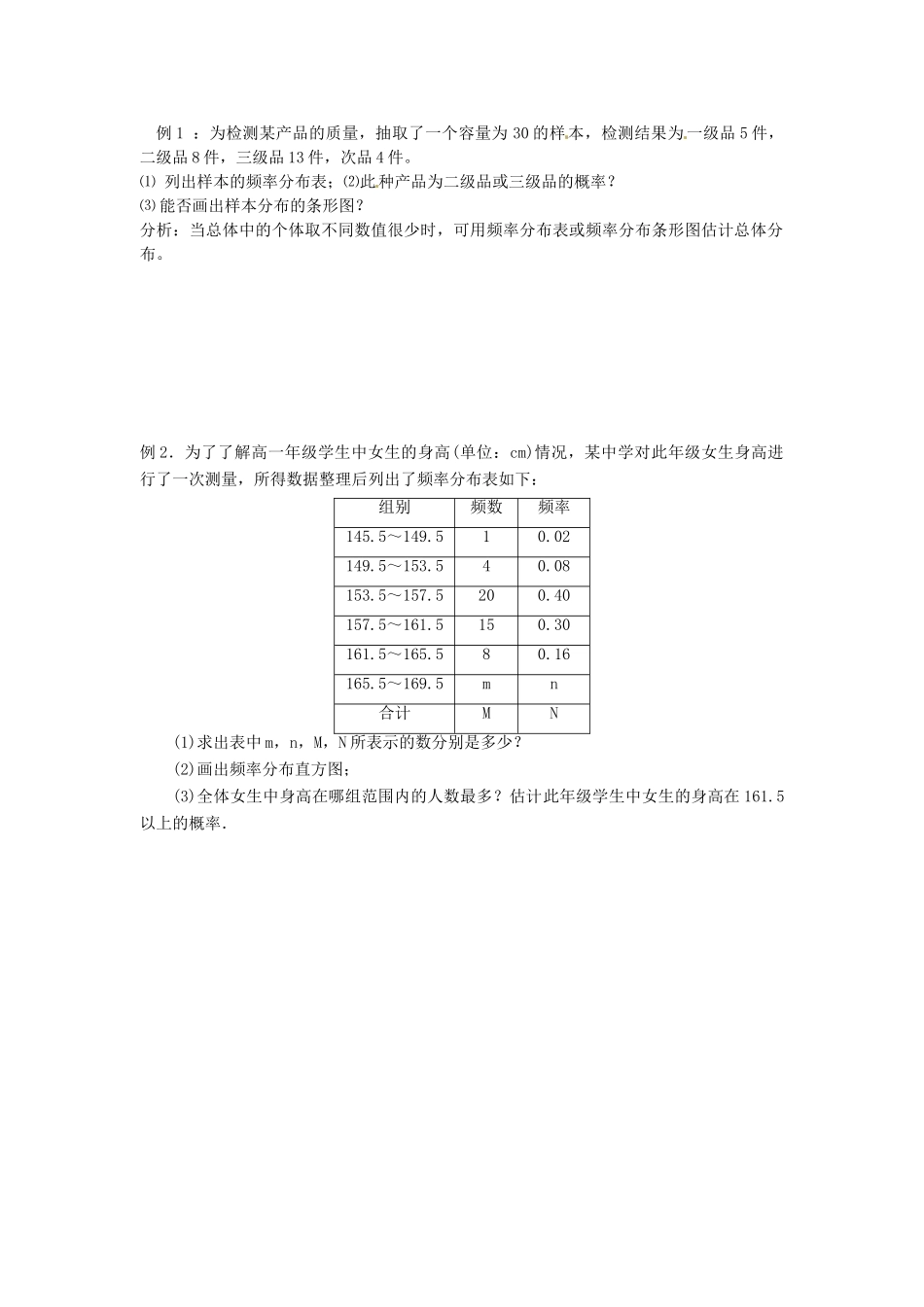 河南省沁阳一中高中数学《1.5.1 估计总体的分布》导学案 新人教A版必修3_第2页