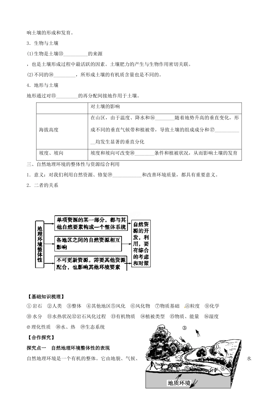 河南省沁阳市第一中学2013-2014学年高中地理 3.2自然地理环境的整体性导学案 中图版必修1_第2页