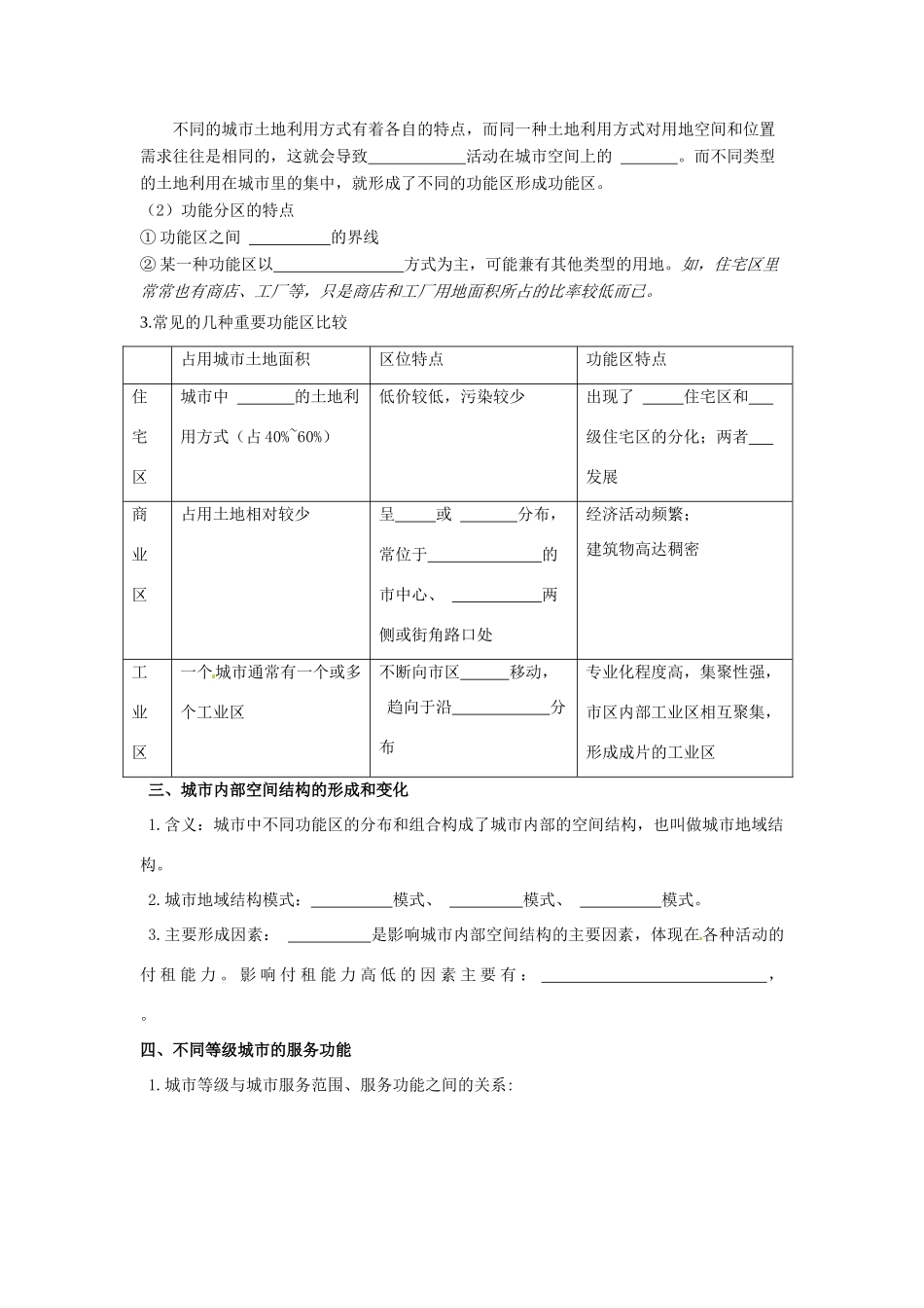 河南省新安县第一高级中学高中地理《2.1 城市内部空间结构》导学案 新人教版必修2_第2页