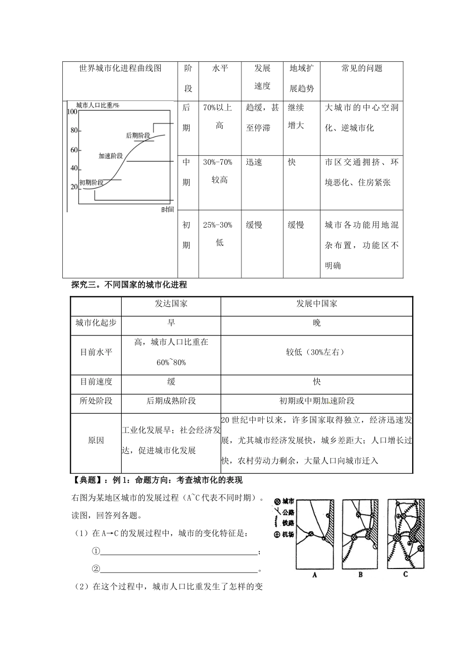河南省新安县第一高级中学高中地理《2.3 城市化 》导学案 新人教版必修2_第2页