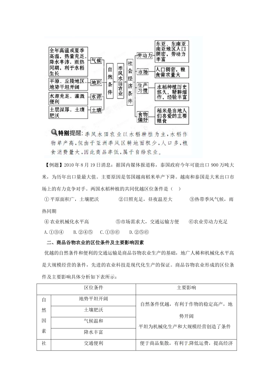 河南省新安县第一高级中学高中地理《3.2 以种植业为主的农业区域类型》导学案 新人教版必修2_第3页
