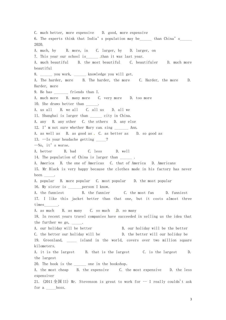 河南省沁阳一中高中英语《Unit7 The Sea Lesson 3 The Sea WorldPeriod 4 语法精讲》导学案 新人教版必修3_第3页