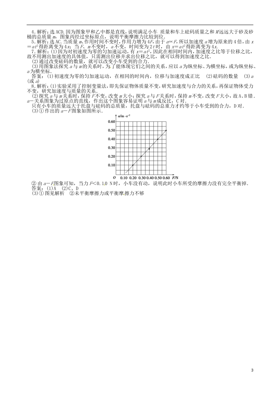 河南省沁阳市第一中学2013-2014学年高中物理 第四章 第二节 探究加速度与力 质量的关系导学案 新人教版必修1_第3页