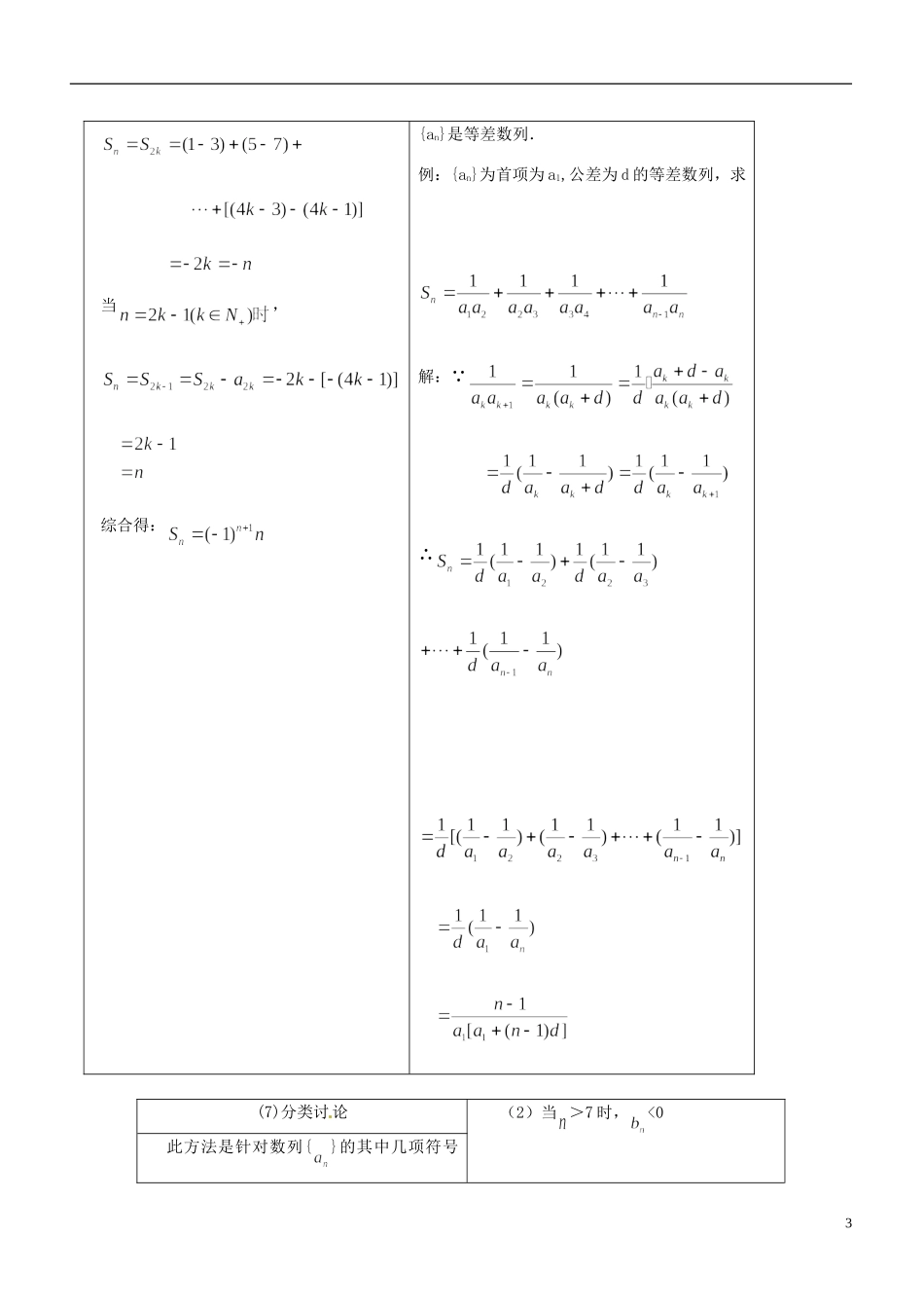 河南省灵宝市第五高级中学2014高中数学 第2章 数列前n项和的求法教案 新人教版必修5_第3页