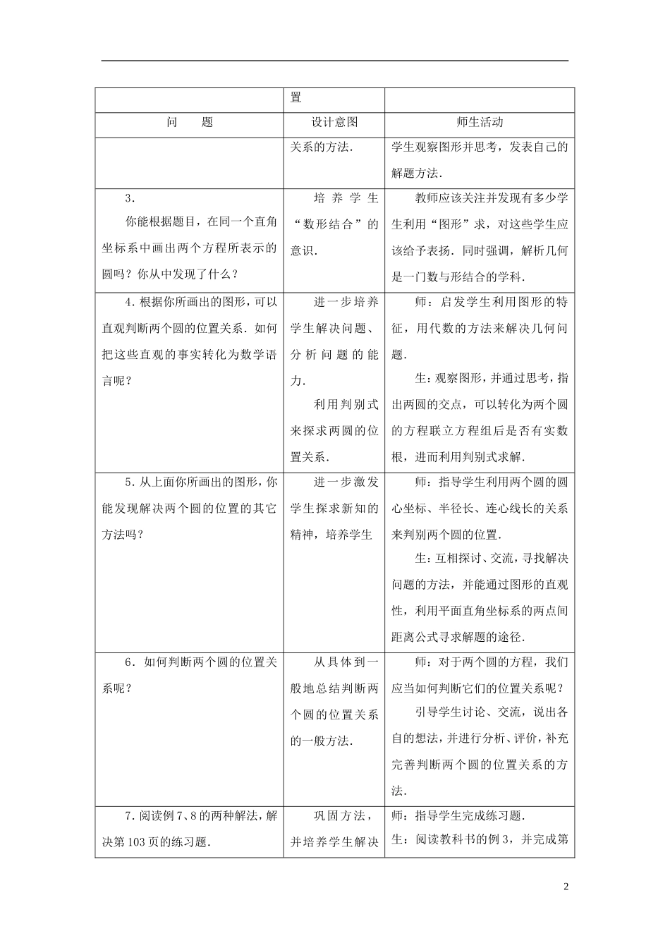 河南省新野三高2014高中数学 2.2.3 圆与圆的位置关系（1）教案 北师大版必修2_第2页