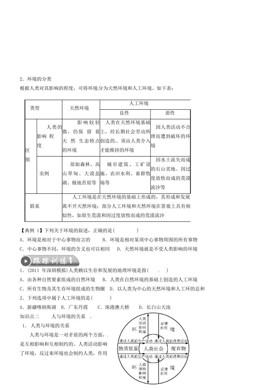 河南省确山县第二高级中学高中地理 1.1我们周围的环境学案 新人教版选修6_第2页