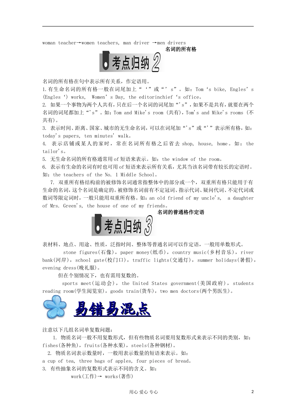 浙江省2012届高考英语二轮总复习 第2讲 名词学案_第2页