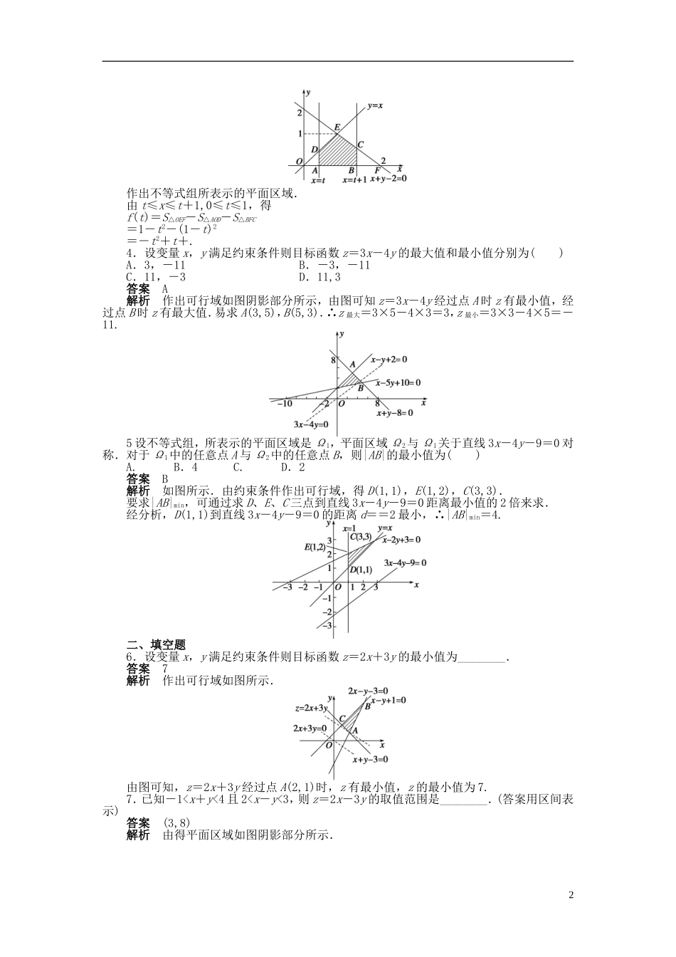 浙江省2013年高中数学 第三章 3.3.2简单的线性规划问题（一）导学练 苏教版必修5_第2页