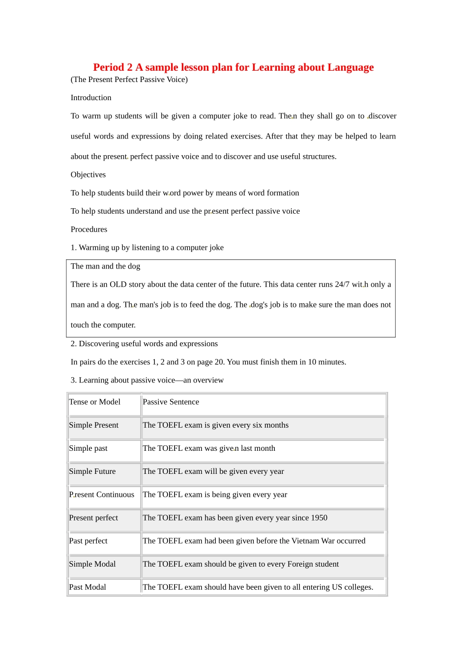 浙江省2013年高中英语 Unit3 period A sample lesson plan for Learning about Language教学设计2 新人教版必修2_第1页