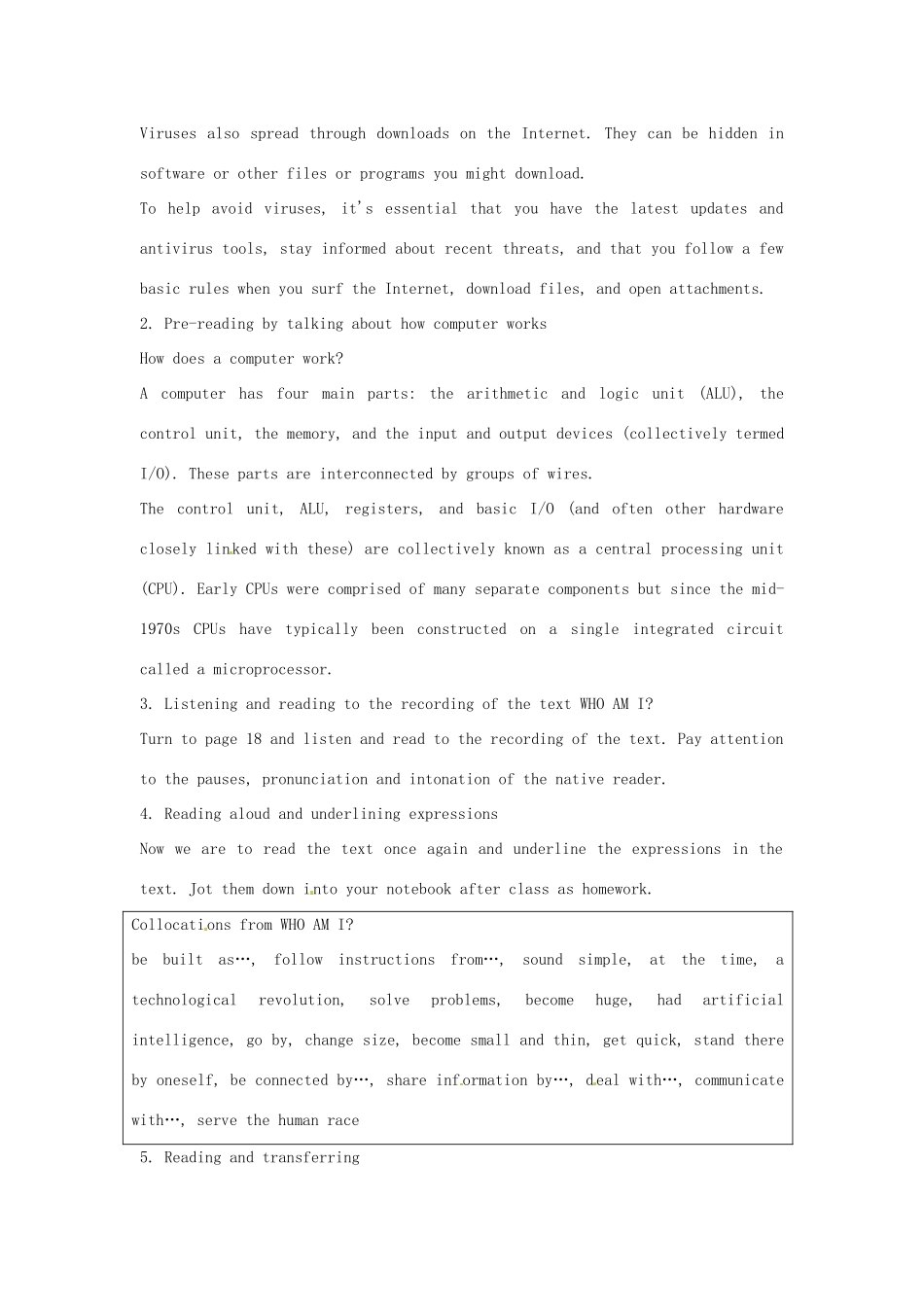 浙江省2013年高中英语 Unit3 period A sample lesson plan for reading教学设计1 新人教版必修2_第3页