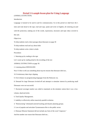 浙江省2013年高中英语 Unit4 A sample lesson plan for Using Language period教学设计3 新人教版必修2