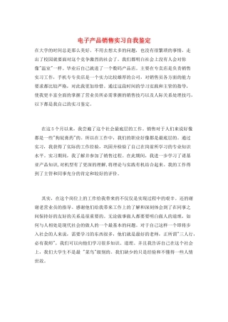 电子产品销售实习自我鉴定