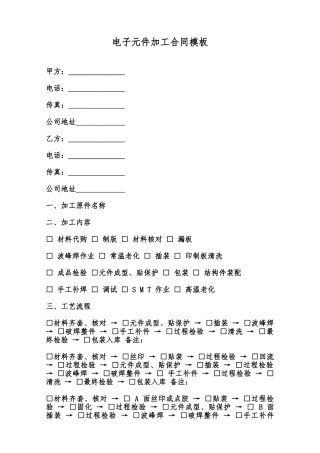 电子元件加工合同模板范本