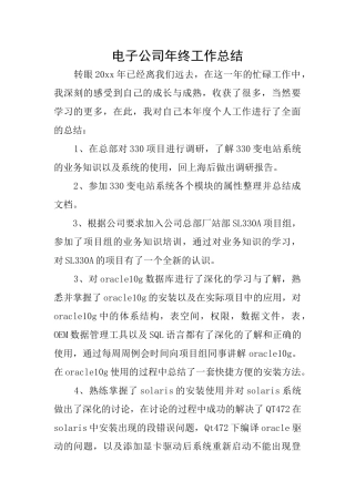 电子公司年终工作总结