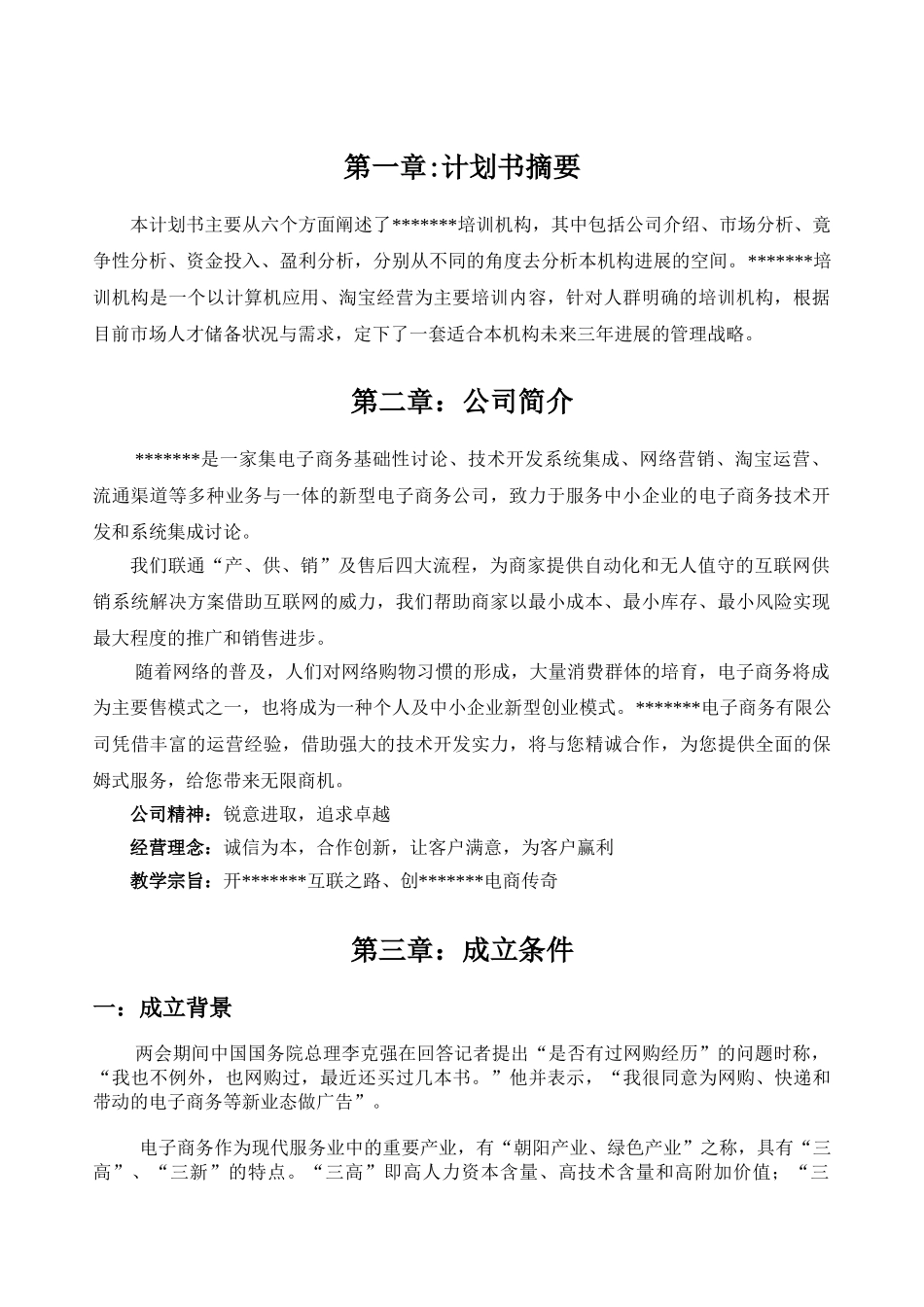 电子商务公司项目创业计划书_第2页