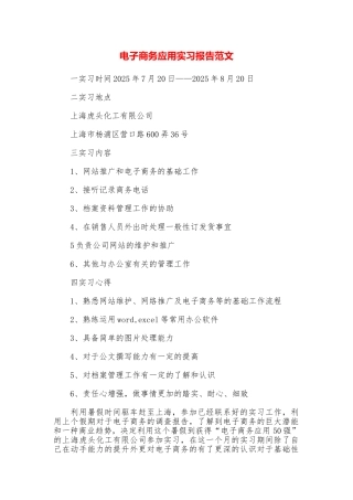 电子商务应用实习报告范文
