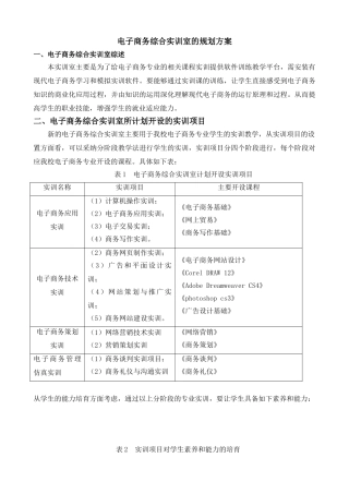 电子商务综合实训室的规划方案