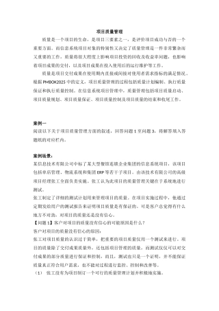 电子商务项目质量管理案例分析