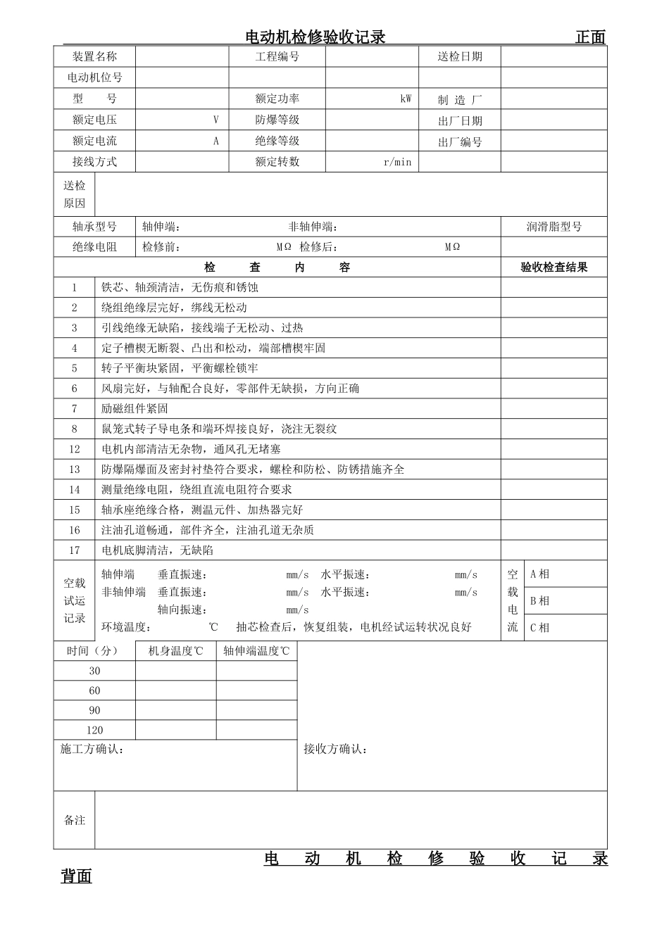 电机检修验收记录_第1页