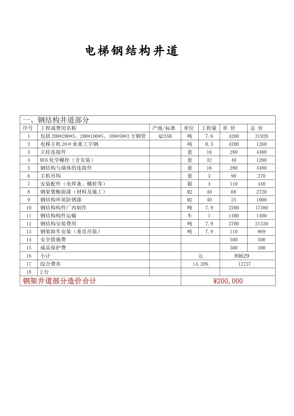 电梯钢结构井道_第1页