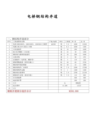 电梯钢结构井道