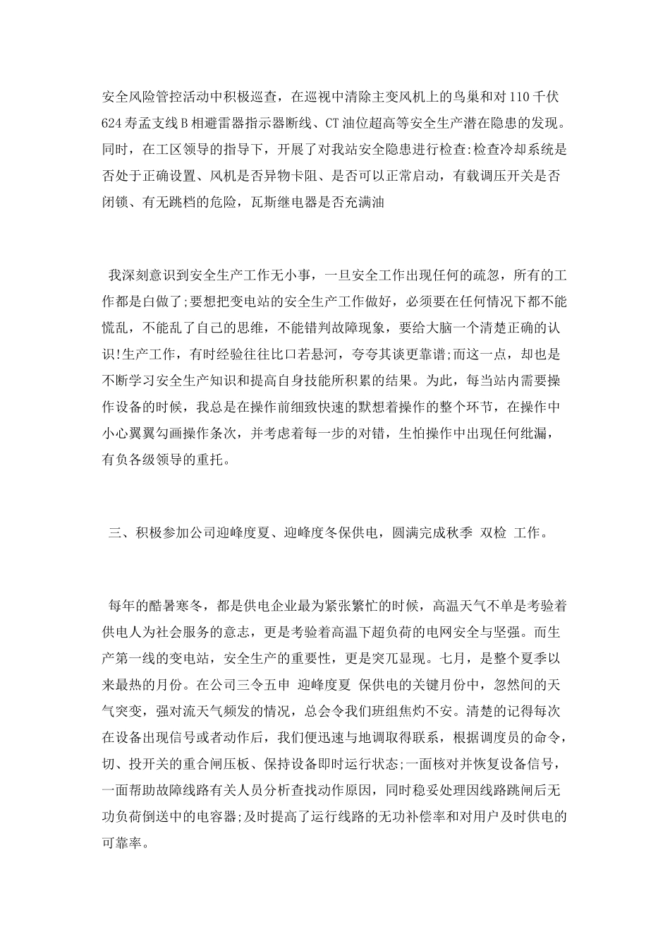 电站员工个人工作总结_第2页