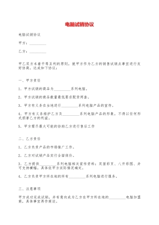 电脑试销协议——范本
