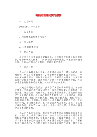 电脑销售顾问实习报告