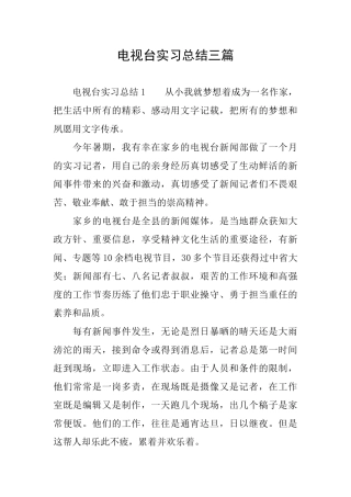 电视台实习总结三篇