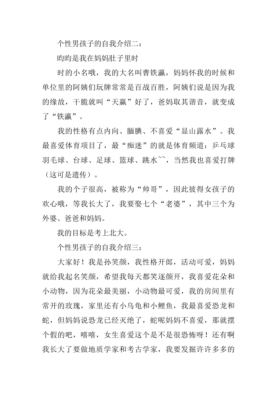 男孩子的个性自我介绍_第2页
